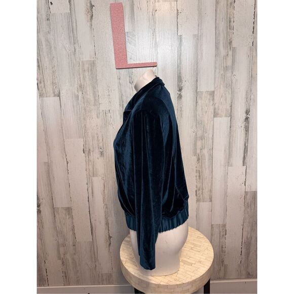 Coldwater Creek Green Velour Long Sleeve Zip-Up Sweater Jacket Women's Size PL - Picture 2 of 7